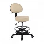 Τροχήλατο σκαμπό με πλάτη ρυθμιζόμενου ύψους – μπεζ | Σκαμπό στο Paterakis Medical Group