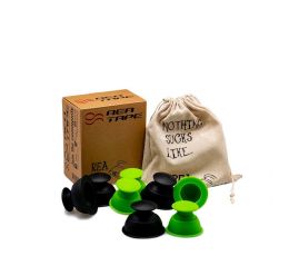 Rea Sux Set 8 βεντούζες Σιλικόνης - Μαύρο 65mm/Λαχανί 55mm | Είδη Φυσικοθεραπείας και Αποκατάστασης στο Paterakis Medical Group