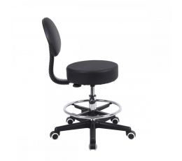 Τροχήλατο σκαμπό με πλάτη ρυθμιζόμενου ύψους – μαύρο | Σκαμπό στο Paterakis Medical Group