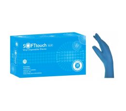Γάντια Βινιλίου Μπλε Soft Touch Πούδρα 4.5gr 100τεμάχια | Εξεταστικά Γάντια στο Paterakis Medical Group